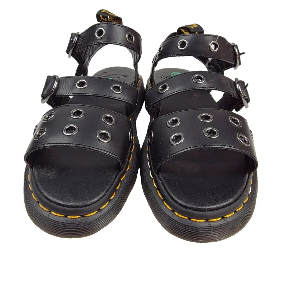 Dr‎ Martens Gryphon Grommet Hardware Black Leather Sandal Size 13